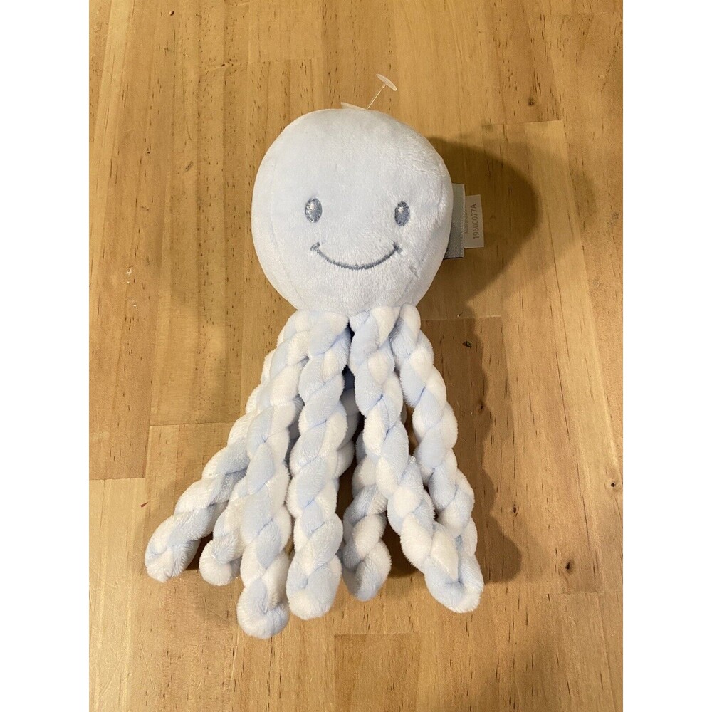 Nattou Lapidou Octopus Plush Stuffed Animal Baby Toy Blue White Piu Piu